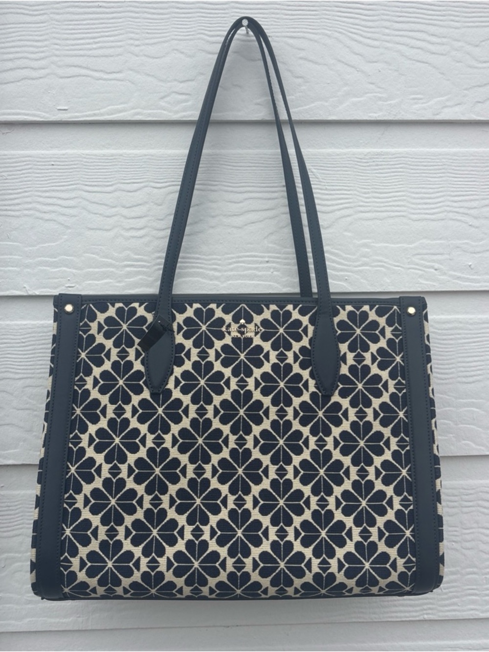 kate spade Navy and Cream Floral Jacquard Tote NWOB